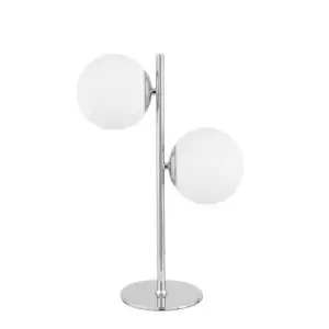 Image of Vandalia Contemporary Metal Orb Glass Ball Table Lamp Silver/White