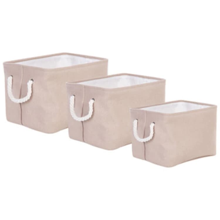 Image of Beliani Set Of 3 Baskets Darqab Cotton Taupe