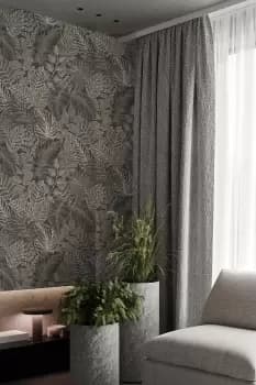 Image of Superfresco Easy Scattered Leaves Charcoal/Gold Leaves Wallpaper