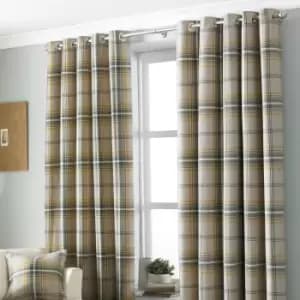 Image of Aviemore Tartan Faux Wool Eyelet Curtains Ochre, Ochre / 117 x 183cm