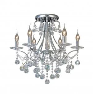 Image of Semi Flush Ceiling 6 Light Polished Chrome, Crystal