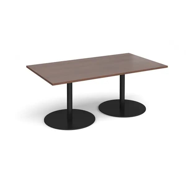 Image of Eternal Rectangular Office Boardroom Table - Walnut - Black Base - W1800mm