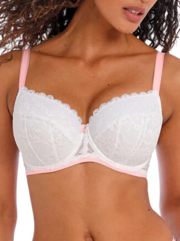 Image of Freya Womens Offbeat Underwired Padded Half Cup Bra in White Size: 32DD White Female 32DD