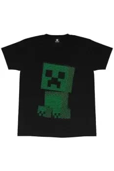 Image of Minecraft Boys Creeper Lines T-Shirt (5-6 Years) (Black)