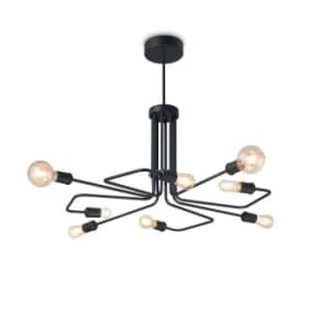 Image of Triumph Indoor Mutli Arm Ceiling Pendant Lamp 8 Lights Black, E27