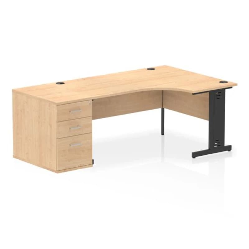 Image of Dynamic Impulse W1600 x D1200 x H730mm Right Hand Crescent Desk Cable EXR46003DY