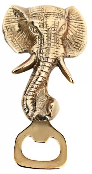 Image of Gold Metal Elephant Head Bottle Opener