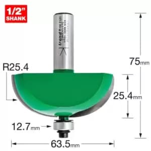 Image of Trend CRAFTPRO Radius Bearing Guided Router Cutter 63.5mm 25.4mm 1/2"