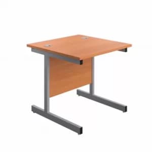 Image of 800 X 800 Single Upright Rectangular Desk Beech-Silver