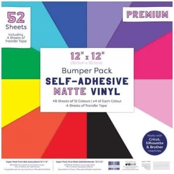 Image of First Edition 12" x 12" Bumper Pack Adhesive Vinyl Matte with Transfer Tape Sheets 52 Sheets