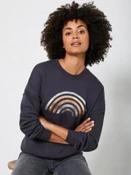 Image of Mint Velvet Rainbow Sweat, Charcoal, Size XS, Women