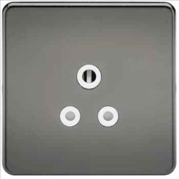Image of KnightsBridge 1G 5A Screwless Black Nickel Round Pin 230V Unswitched Electrical Wall Socket - White Insert