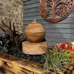 Image of Sandstone Millstone & Sphere 38cm Solar Powered Water Feature
