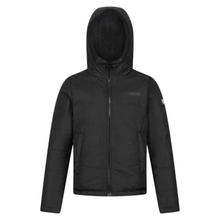 Image of Regatta Boys Kyrell Reversible Borg Jacket 5-6 Years - Chest 59-61cm (Height 110-116cm) Black/Seal Grey RKN142B-28P-5