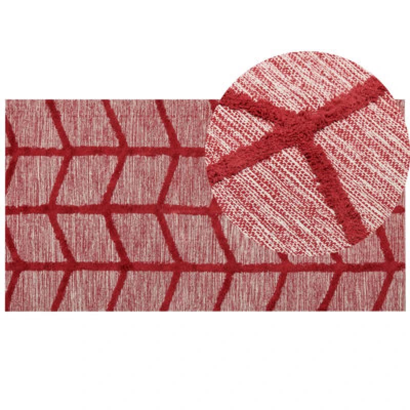 Image of Beliani Rug Sivas Red 80 X 150 Cm Cotton