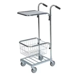Image of Mini Office Trolley 1 shelf and 1 basket -35kg capacity - 1090 x 355 x 660