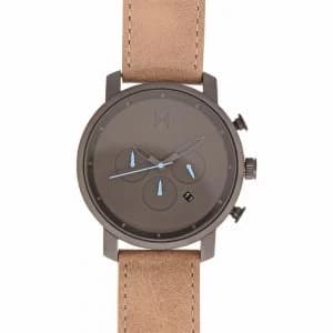 Image of MVMT Chrono Leather Watch - Black/Tan