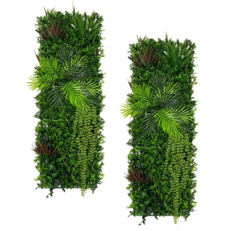 Image of Monstershop 2Pcs Artificial Plant Wall Panel 50 x 150cm Alina Living Foliage Greenery Tiles Indoor Outdoor Weather & UV Resistant Green