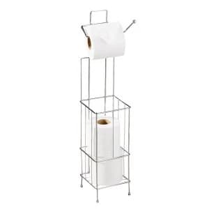 Image of Premier Housewares Toilet Roll Holder and Storer Chrome Wire