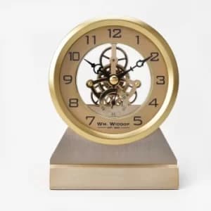 Image of WM WIDDOP Gold Aluminium Skeleton Mantel Clock
