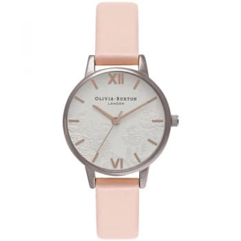 Image of Lace Detail Silver & Dusty Pink Watch