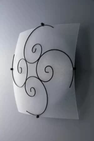 Image of 2 Light Decorative Flush Ceiling Light Glass White 40x40cm