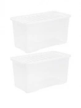 Image of Wham Set Of 2 Clear Crystal Plastic Storage Boxes