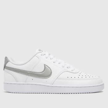 Image of Nike White & Silver Court Vision Low Trainers