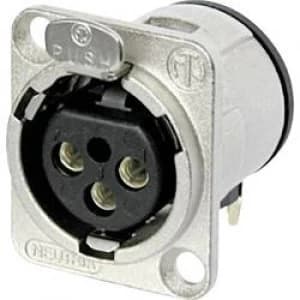 Image of XLR connector Sleeve socket right angle pins Number of pins 3 Silver Neutrik NC3FD H