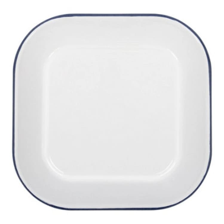 Image of Argon Tableware White Square Enamel Baking Tray - 24.5Cm X 24.5Cm - Blue