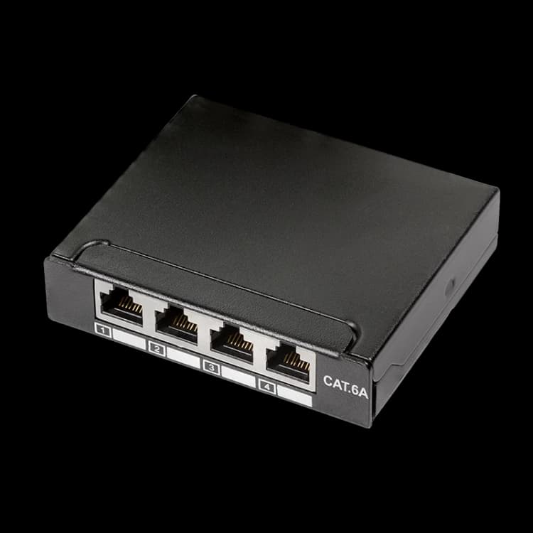 Image of LogiLink Cat.6A Patch Panel 4-Port mini desktop. shielded. black