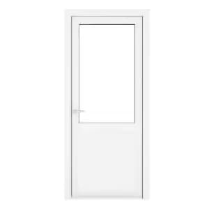 Image of Crystal uPVC Clear Single Door Half Glass Half Panel Right Hand Open 840mm x 2090mm Clear Glazing - White