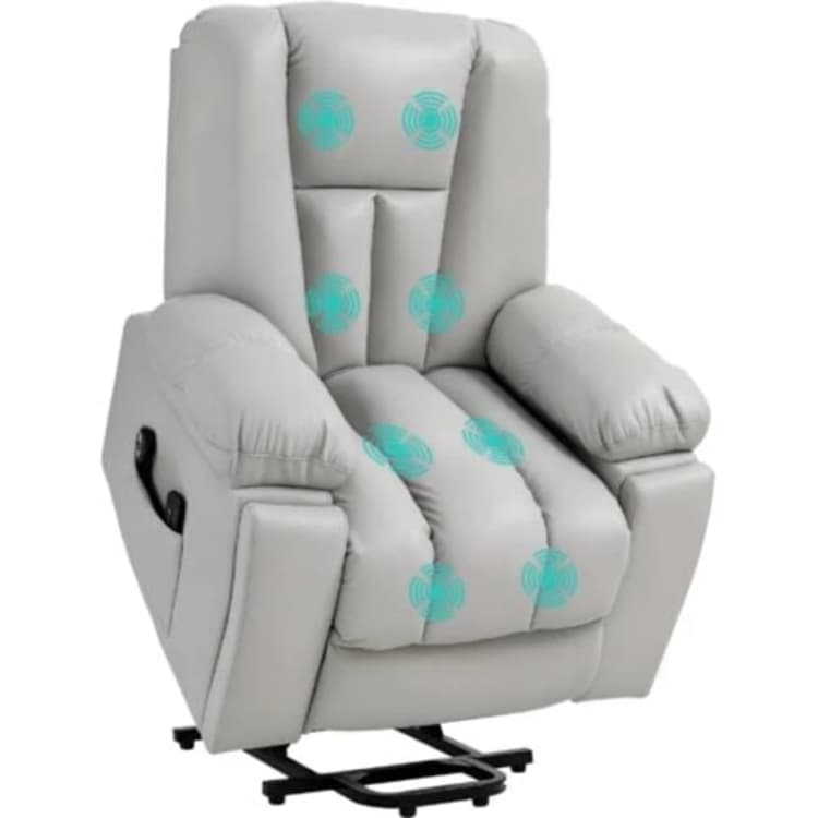 Image of HOMCOM Riser and Recliner Chair for Elderly - Quick Assembly - Light Grey