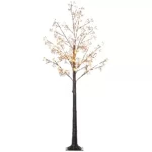 Image of HOMCOM 6ft Artificial Gypsophila Blossom Tree Light with 96 Warm White LED Light, Baby Breath Flowers for Home Party Wedding, Indoor and Outdoor Use