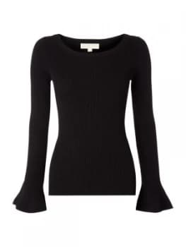 Image of Michael Kors Boatneck bell sleeve sweater Black