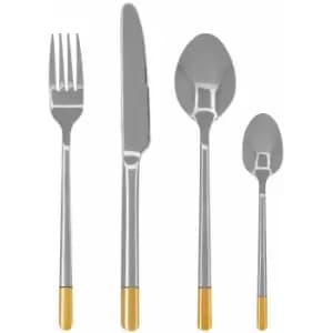 Image of Avie 16pc Gold and Silver Finish Cutlery Set - Premier Housewares