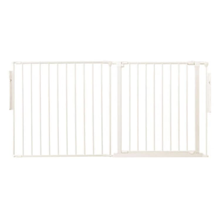 Image of Safetots Premium Multi Panel Room Divider, Up To 154Cm Wide, White, 70Cm Tall, Flexible Barrier With Door For Baby And Toddler