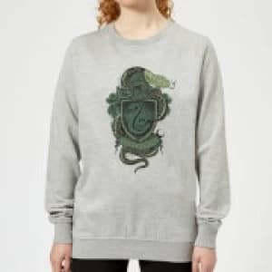 Image of Harry Potter Slytherin Drawn Crest Womens Sweatshirt - Grey - 3XL
