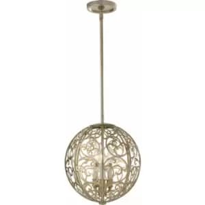 Image of 3 Bulb Chandelier Hanging Pendant LIght Silver Leaf Patina LED E14 60W Bulb