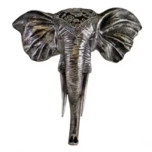 Image of Silver Resin Elephant Head Wall Hanging Decoration