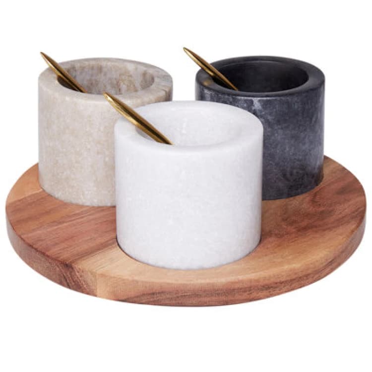 Image of Beliani 3 Bowl Serving Tray With Teaspoon Heraklion Stone Multicolour