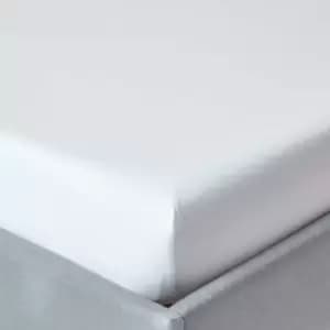 Image of HOMESCAPES White Egyptian Cotton Deep Fitted Sheet 200 Thread Count, Single - White - White