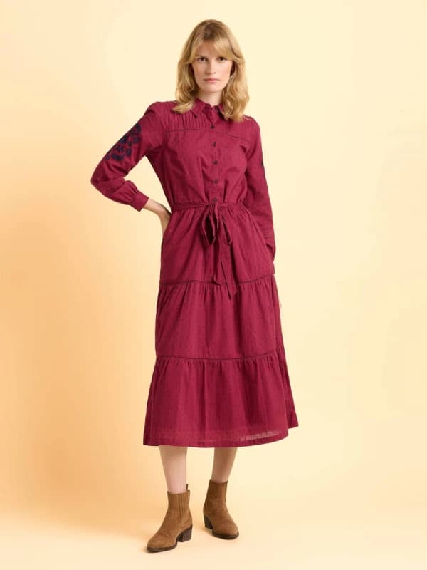 Image of Brakeburn Womens Embers Dress in Burgundy Size: 14 Burgundy Female 14