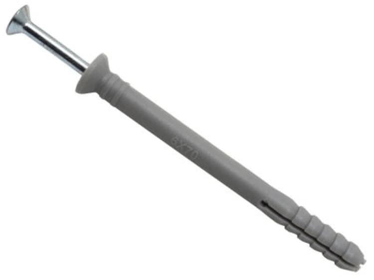 Image of Masonmate 6 X 70mm Nylon Hammer-In Fixings - Box Of 100 For Effortless Diy Projects