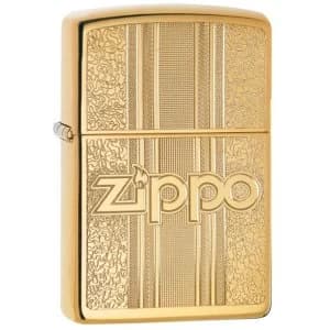 Image of Zippo and Pattern Design High Polish Brass Windproof Lighter