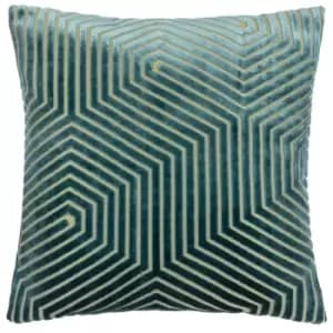 Image of Evoke Cut Velvet Cushion Teal