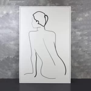Image of Framed Lady Line Canvas Black and White 90cm