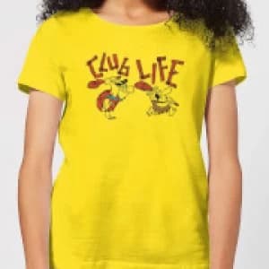 Image of The Flintstones Club Life Womens T-Shirt - Yellow - L - Yellow