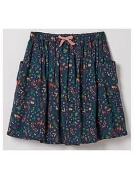 Image of Fatface Girls Woodland Floral Woven Skirt - Navy