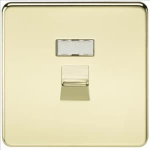 Image of KnightsBridge Screwless Polished Brass RJ45 Network Outlet Wall Socket